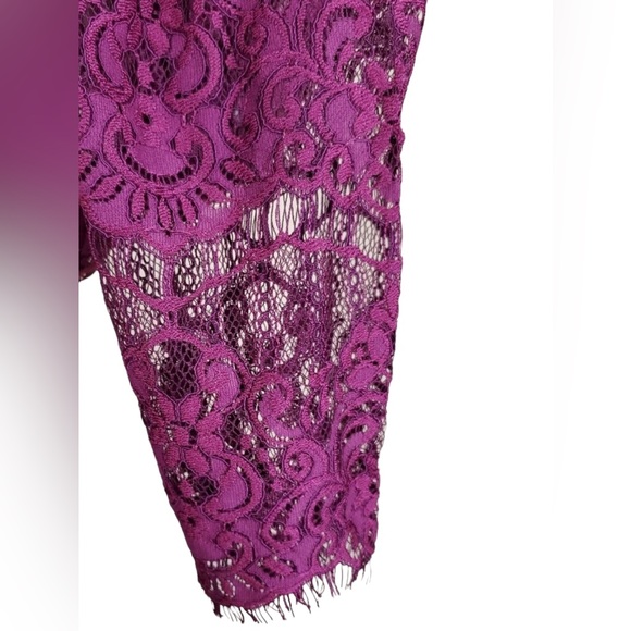 Adrianna Papell Scalloped Lace Trapeze Sheath Dress size 16 burgundy NWT - Picture 4 of 9